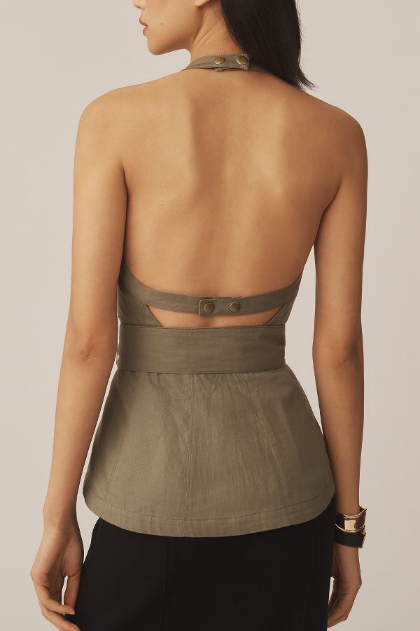 Vista de diapositivas: 2: Top Halter Con Cinturón Y Espalda Abierta By Anthropologie