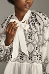 Thumbnail View 3: By Anthropologie Long-Sleeve Tie-Neck Embroidered Blouse