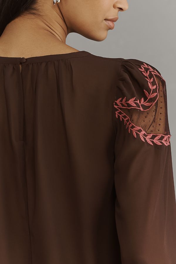 Slide View: 2: By Anthropologie Long-Sleeve Appliqué Blouse