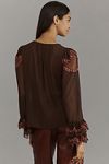 Thumbnail View 3: By Anthropologie Long-Sleeve Appliqué Blouse