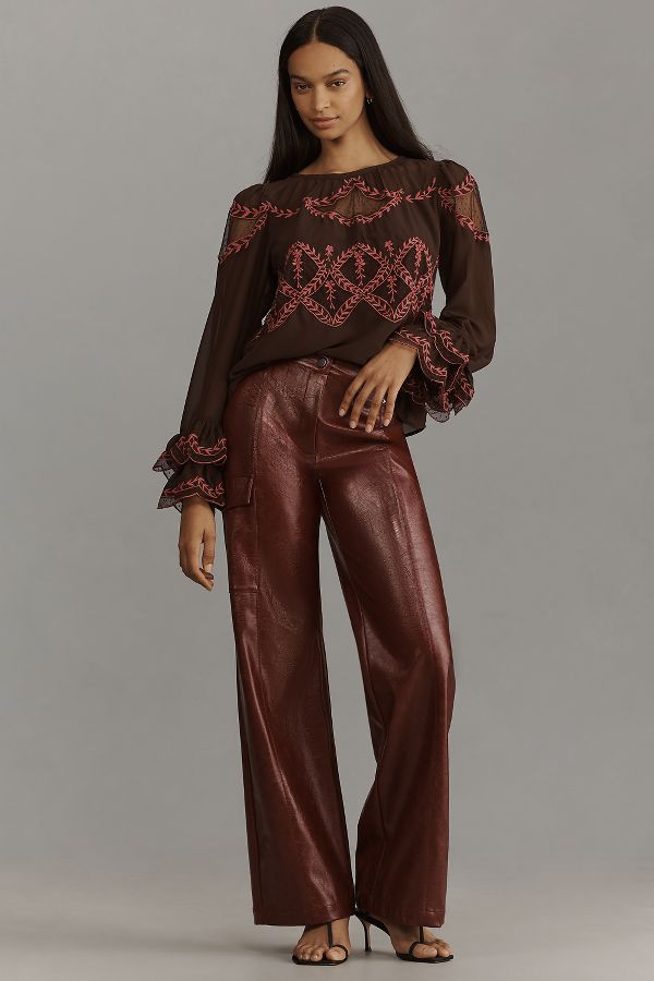 Slide View: 4: By Anthropologie Long-Sleeve Appliqué Blouse