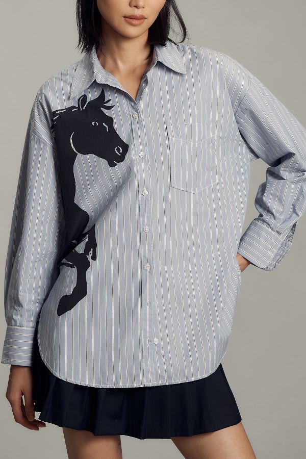 Vista de diapositivas: 2: Camisa Abotonada con Silueta de Caballo Maeve