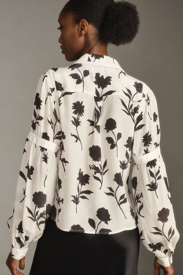 Slide View: 2: Maeve Long-Sleeve Shirred Blouse