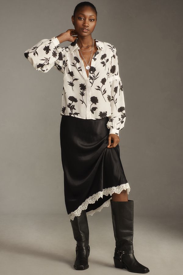 Slide View: 4: Maeve Long-Sleeve Shirred Blouse