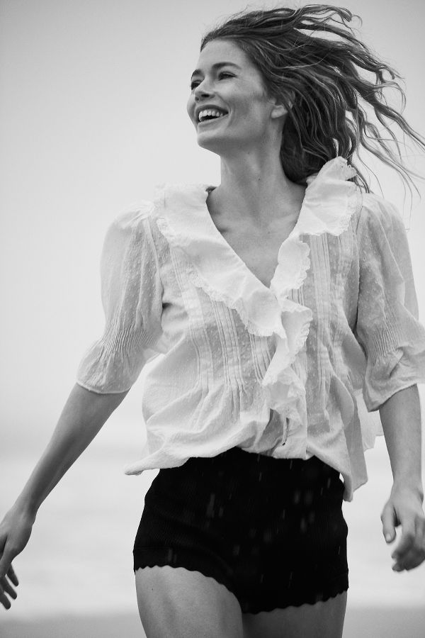 Slide View: 1: By Anthropologie Ruffled Pin-Tuck Button-Front Blouse