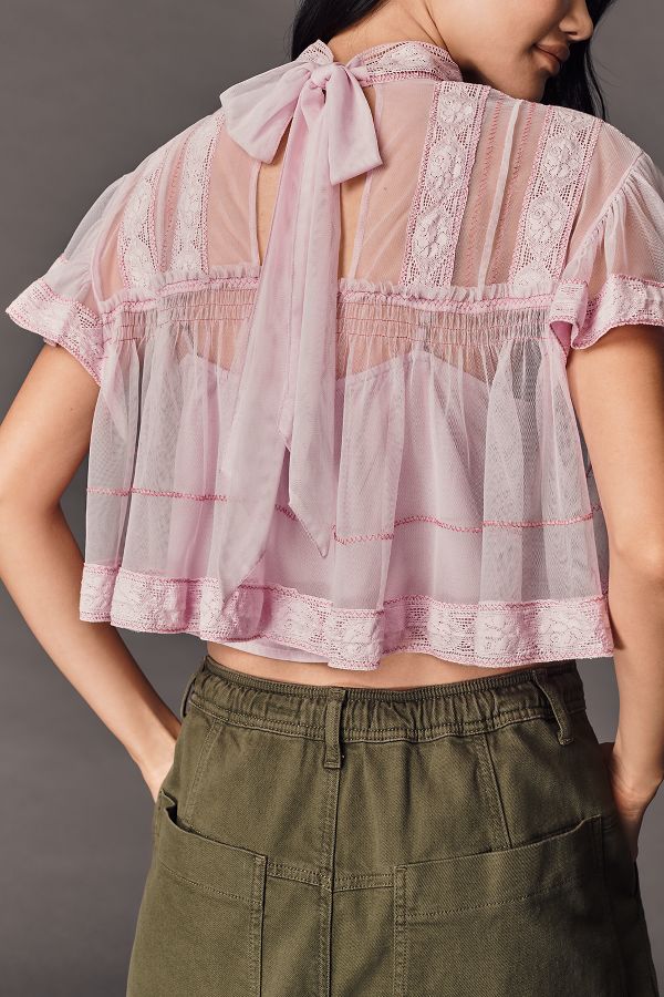 Vista de diapositivas: 3: Blusa Swing De Encaje De Malla De Manga Corta De Anthropologie