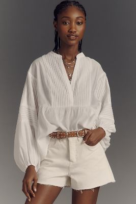 By Anthropologie Long-Sleeve Pintuck Blouse