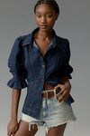 Thumbnail View 1: By Anthropologie Puff-Sleeve Denim Buttondown Shirt