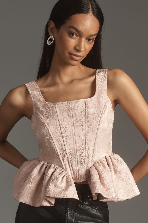 Slide View: 1: Siempre Corset Side-Peplum Tank