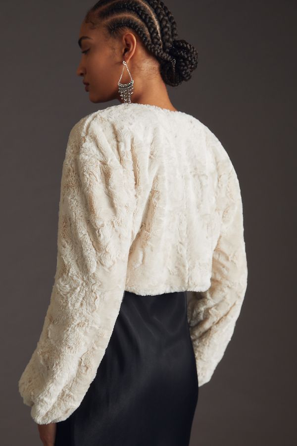 Slide View: 2: Maeve Faux Fur Shrug