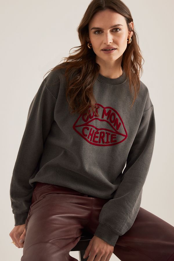 Slide View: 4: Oui Mon Cherie Slogan Sweatshirt 