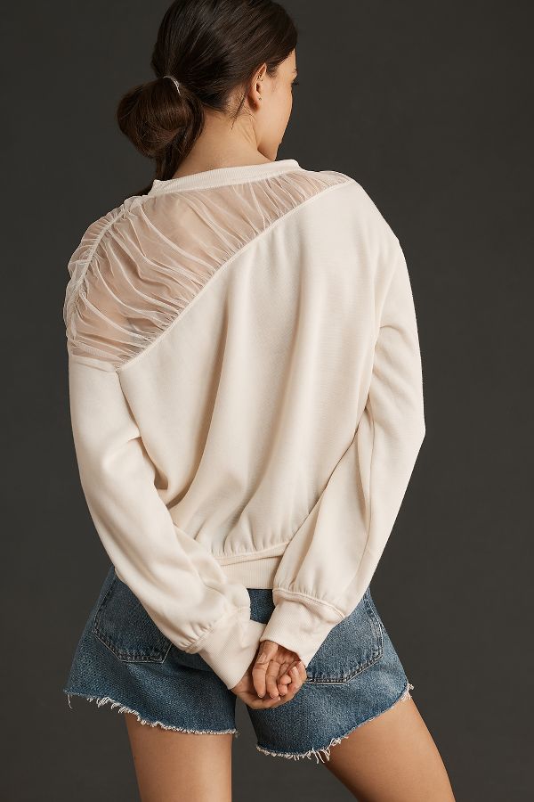 Slide View: 2: Maeve Sheer-Shoulder Pullover Knit Top