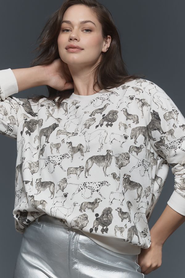 Slide View: 5: Maeve Printed Sweatshirt