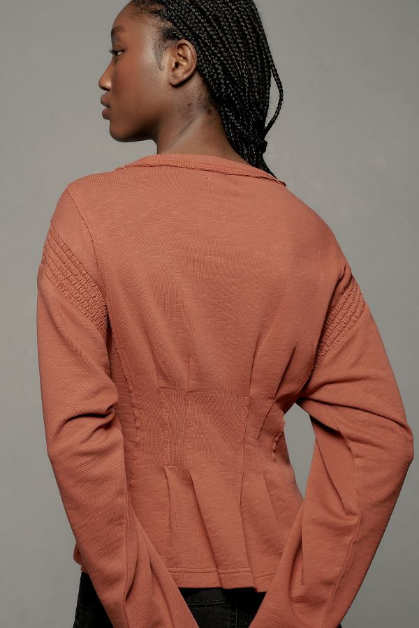 Slide View: 3: Pilcro Long-Sleeve Cocoon Corset Top