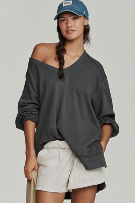 Pilcro Long-Sleeve V-Neck Oversized Popover Top