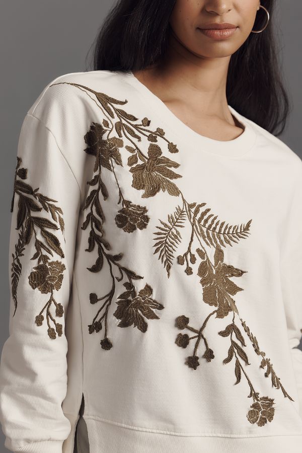 Slide View: 2: By Anthropologie Fern & Flower Crew-Neck Sweatshirt