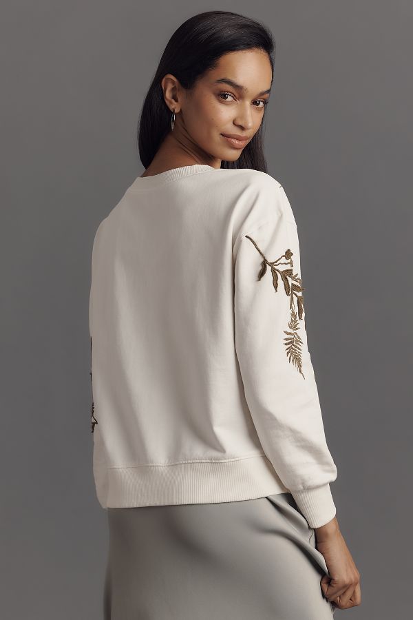 Slide View: 3: By Anthropologie Fern & Flower Crew-Neck Sweatshirt