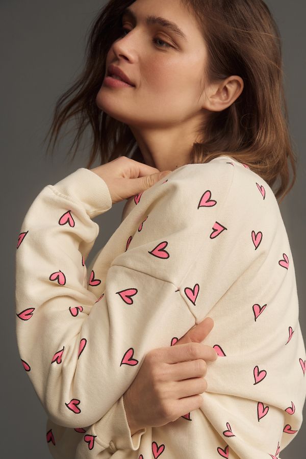 Slide View: 2: KULE The Oversized Allover Heart Sweatshirt