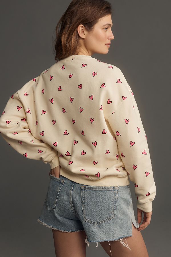 Slide View: 3: KULE The Oversized Allover Heart Sweatshirt