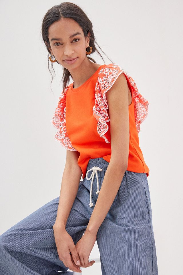 Ruffled Eyelet Top | Anthropologie