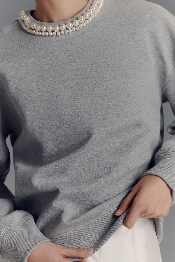 Slide View: 2: Grey Lab Pearl-Neck Sweatshirt