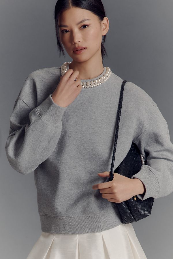 Slide View: 1: Grey Lab Pearl-Neck Sweatshirt