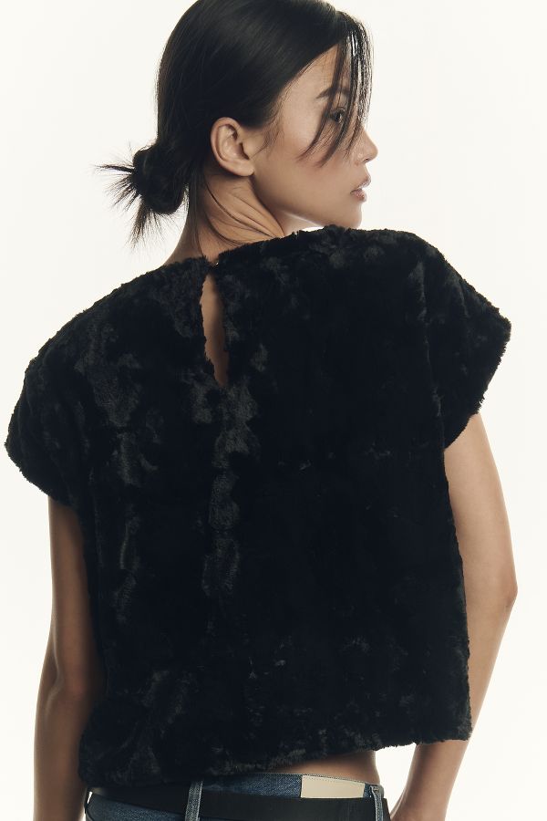 Slide View: 2: Maeve Faux-Fur Tee