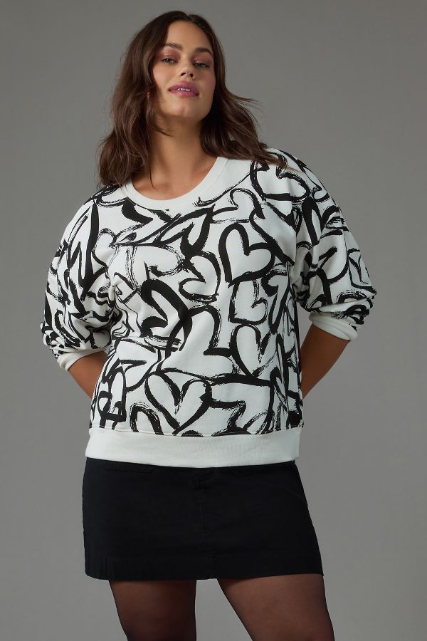 Slide View: 5: Maeve Heart Printed Sweater