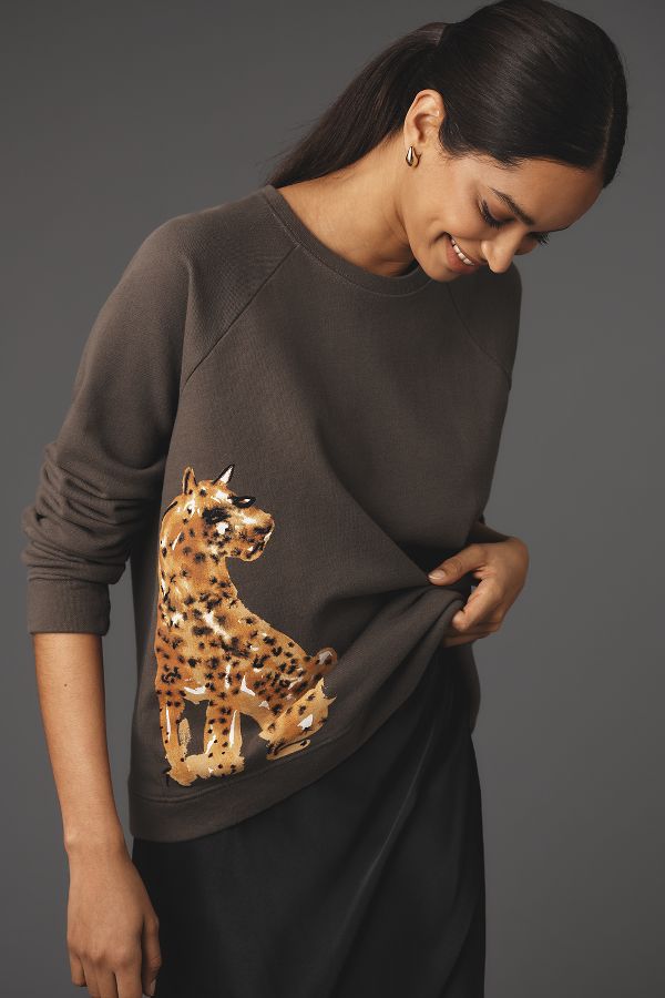 Slide View: 1: Sweat-shirt graphique guépard LouLou Avenue