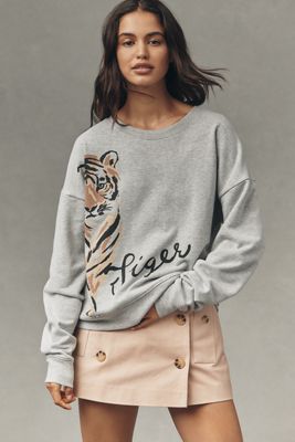 Maeve Tiger Graphic Sweatshirt