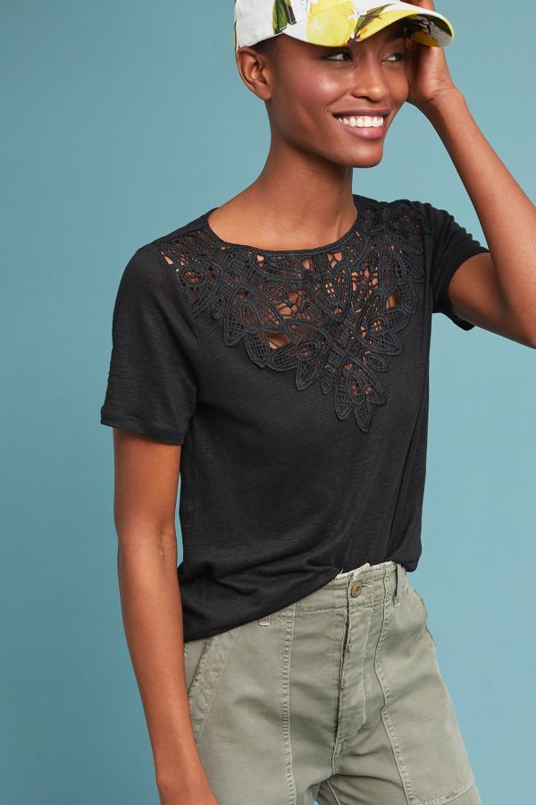 Laced Linen Tee | Anthropologie