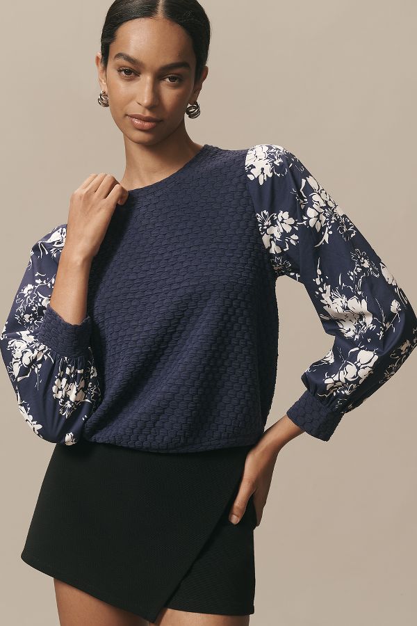 Slide View: 1: Porridge Textured Sweatshirt