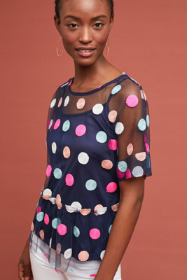 anthropologie polka dot top