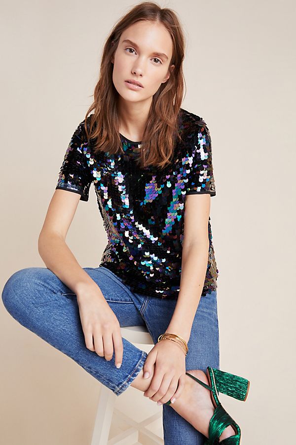 Slide View: 1: Aja Sequined Party Top