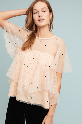 anthropologie polka dot top