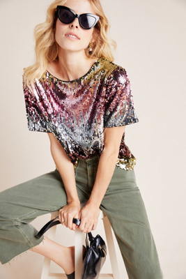 anthropologie sequin top