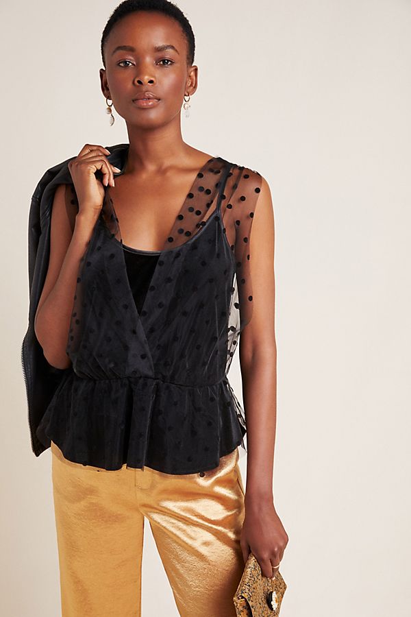 Slide View: 1: Safa Dotted Velvet Top