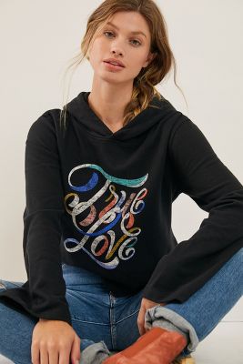 Super Nice Letters True Love Cropped Graphic Hoodie | Anthropologie