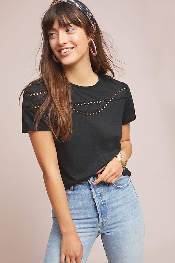 Slide View: 1: Crochet Linen Top