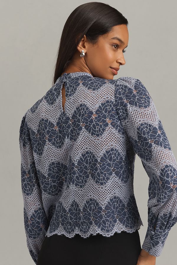 Slide View: 2: Dolan Left Coast Mock-Neck Lace Blouse