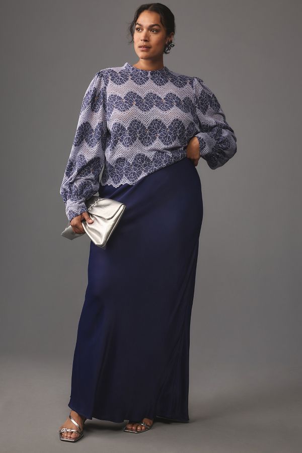 Slide View: 8: Dolan Left Coast Mock-Neck Lace Blouse