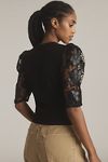 Thumbnail View 2: Dolan Left Coast Faux-Leather Cutwork Puff-Sleeve Blouse