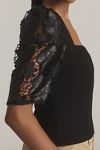 Thumbnail View 4: Dolan Left Coast Faux-Leather Cutwork Puff-Sleeve Blouse