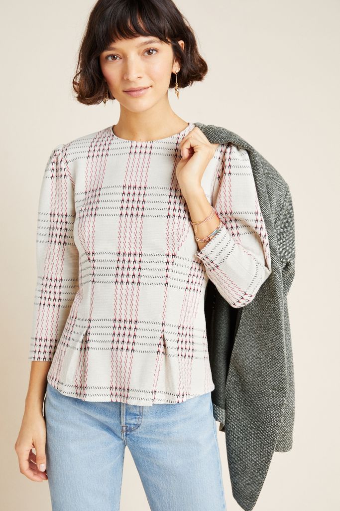 Structured Plaid Pullover | Anthropologie