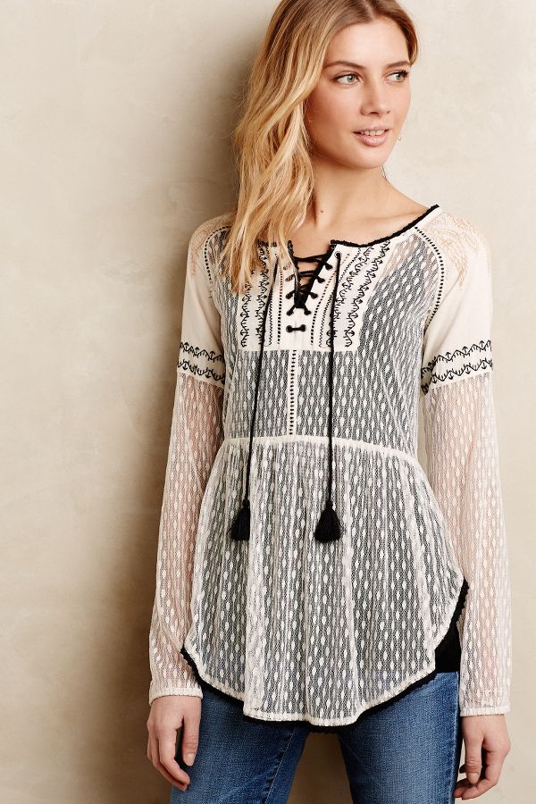 Lace-Front Peasant Blouse | Anthropologie