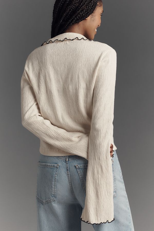 Slide View: 2: Nation LTD Daisy Oversized Collar Button-Front Top