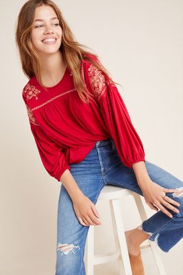 anthropologie peasant top