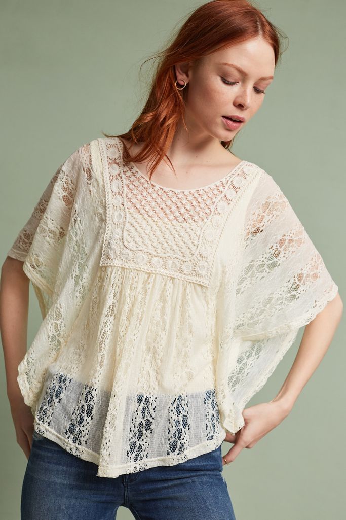 Crochet & Lace Poncho Pullover | Anthropologie