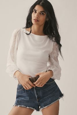 Sunday in Brooklyn Lace-Sleeve Blouse