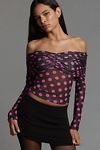 Thumbnail View 1: AFRM Lilith Off-The-Shoulder Mesh Long-Sleeve Top